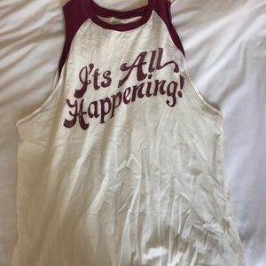 Burgundy and White Muscle Tee